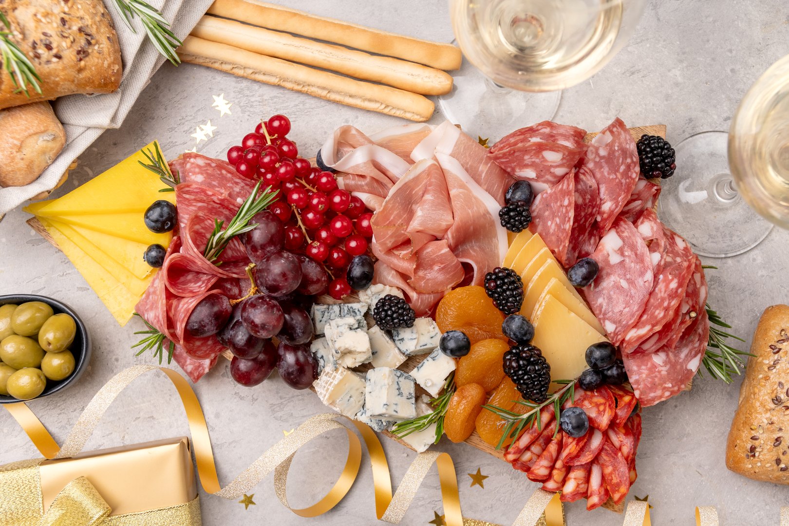 party food and drink for New Year's Eve, Christmas or birthday