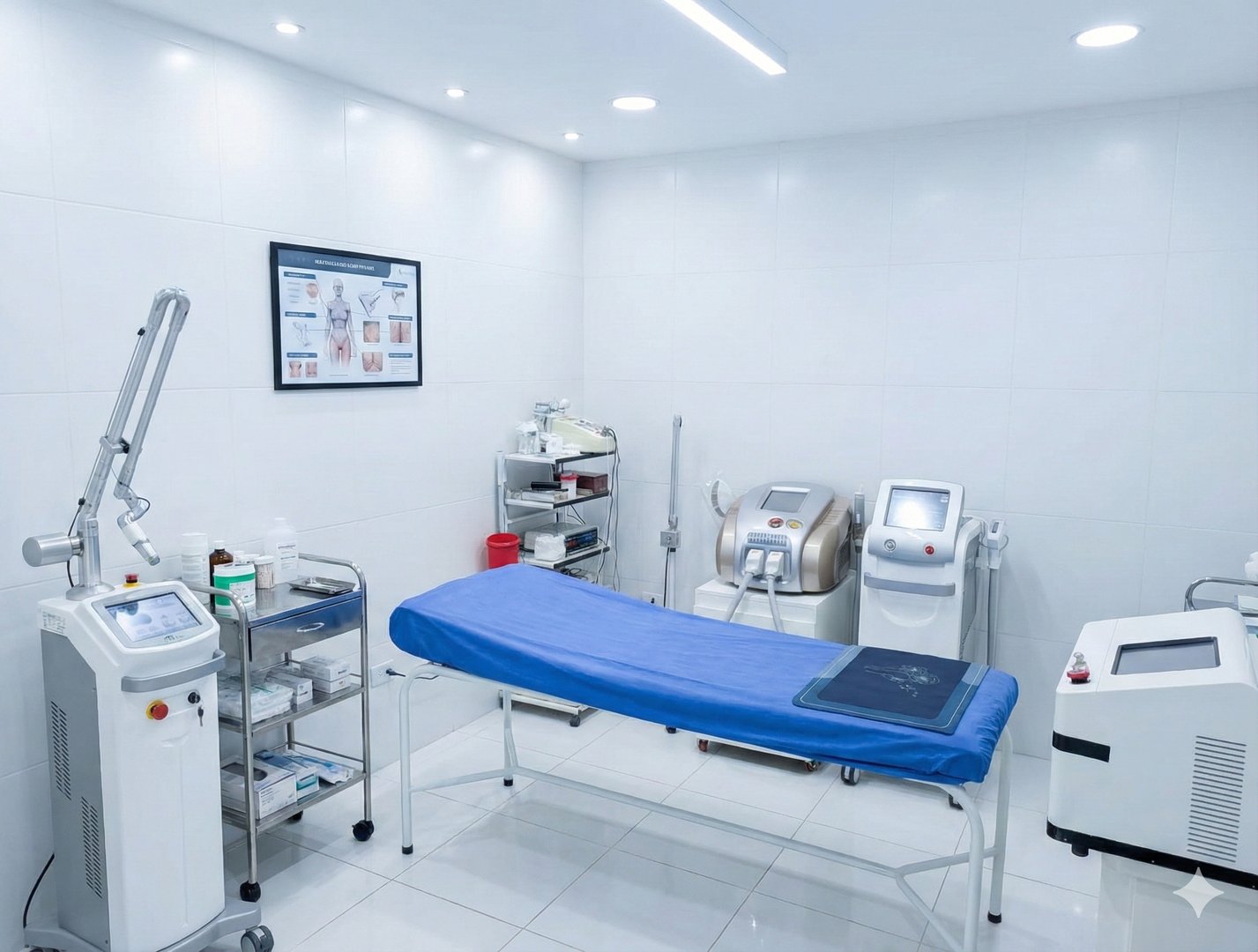 Modern dermatology clinic facilities and treatment room