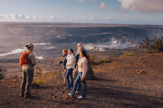 Big Island Highlights Volcano Day Tour showcasing volcanic landscapes and tour group exploring geological formations