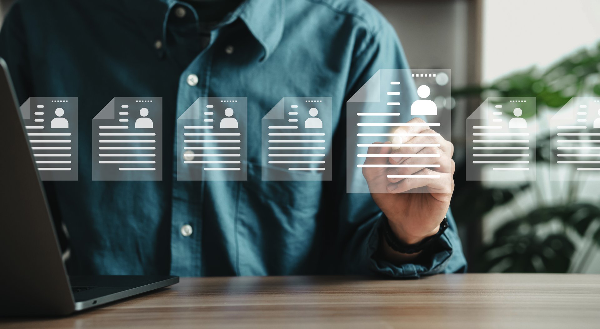 Businessman handling electronic signature documents paperless office Document management concept with business contract signing, E-signing icon on virtual screen.