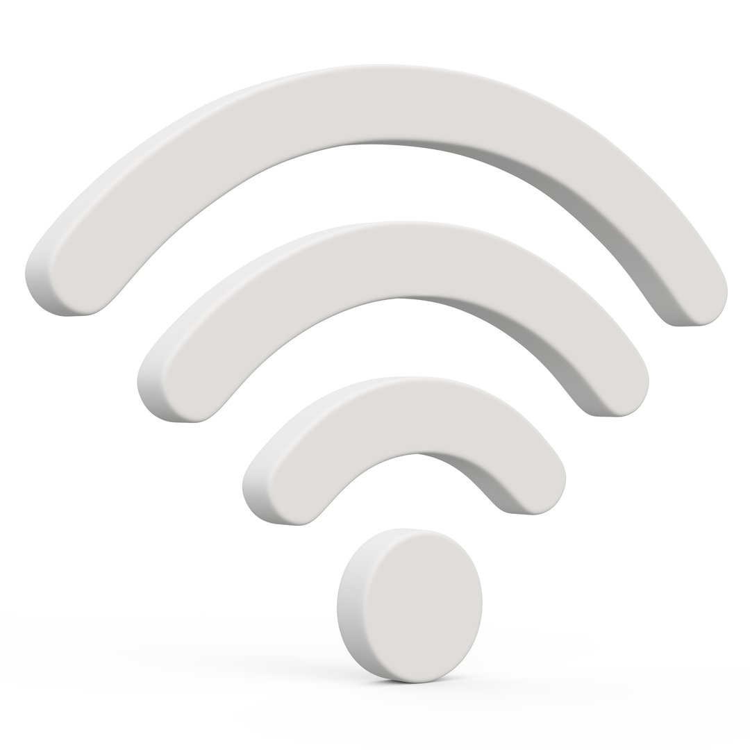 Wifi wireless network grey colorful 3d icon symbol isolated white background