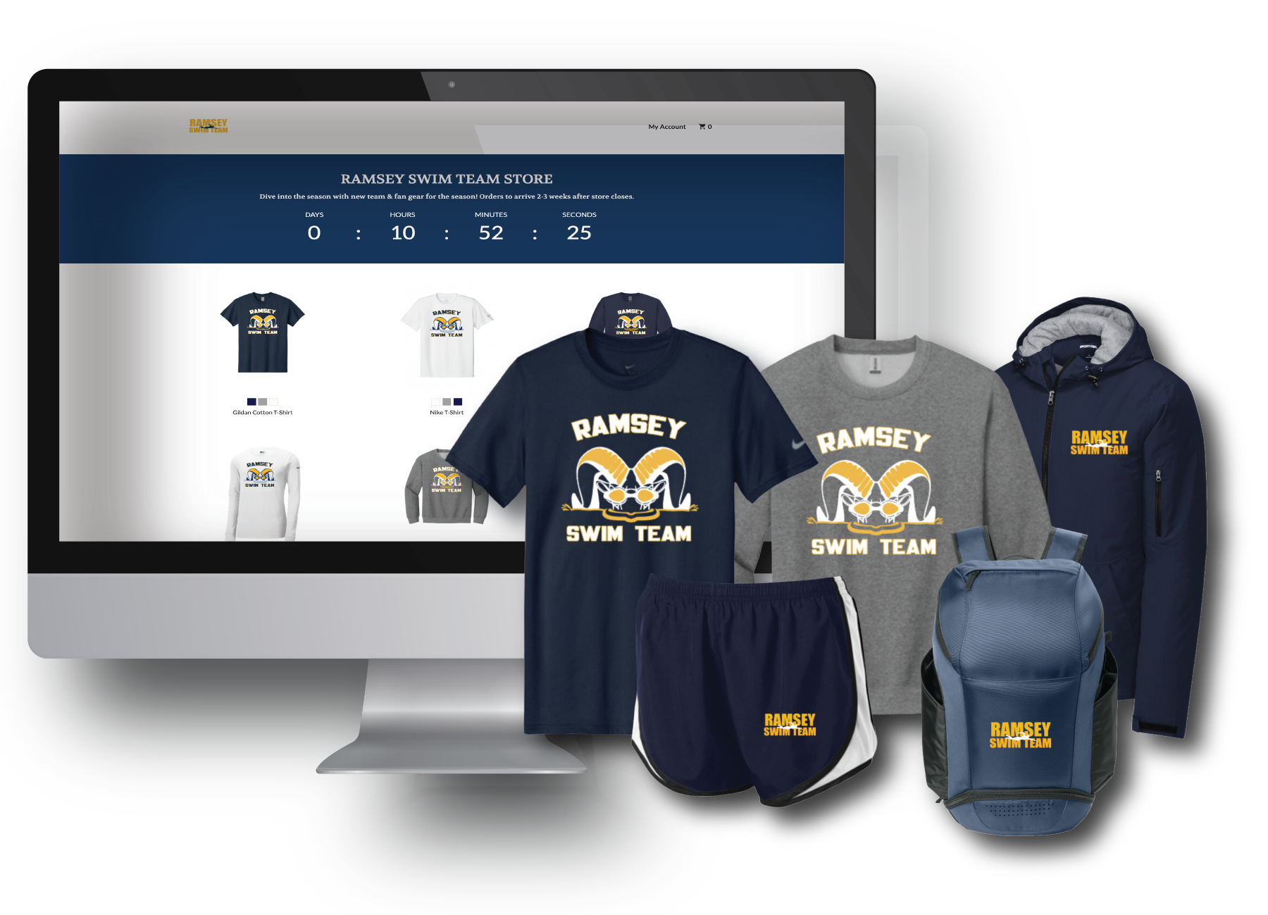 Team store web interface showing merchandise ordering platform