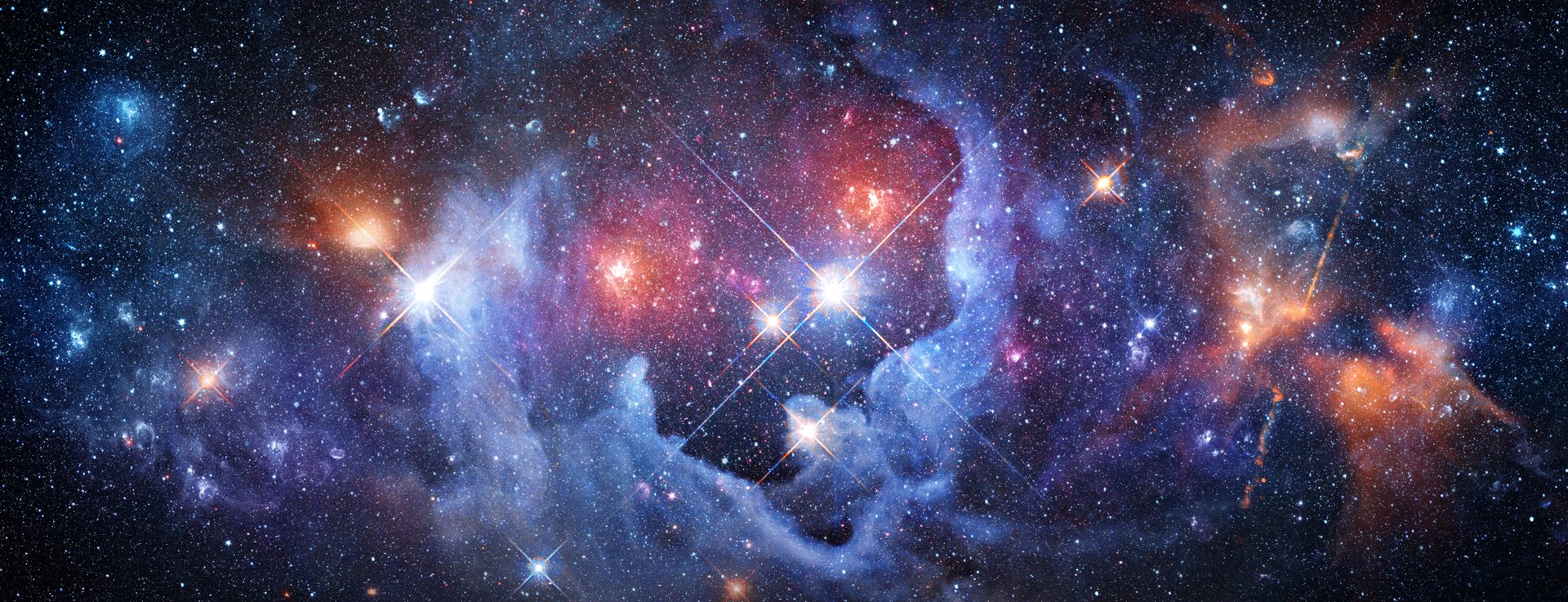 Space scene with stars in the galaxy. Universe filled with stars, nebula and galaxy. Panorama.. Elements of this image furnished by NASA.