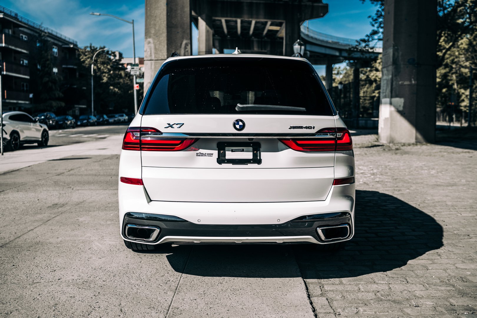 LA, CA, USAJune 18, 2025BMW X7 parked showing the rear of the car
