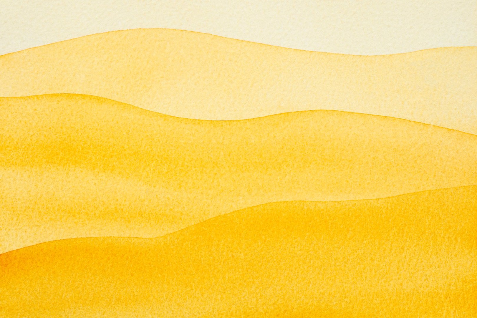 Abstract art hand drawn watercolor orange yellow wavy desert sand background on textured watercolor paper for wallpaper banner template page design.