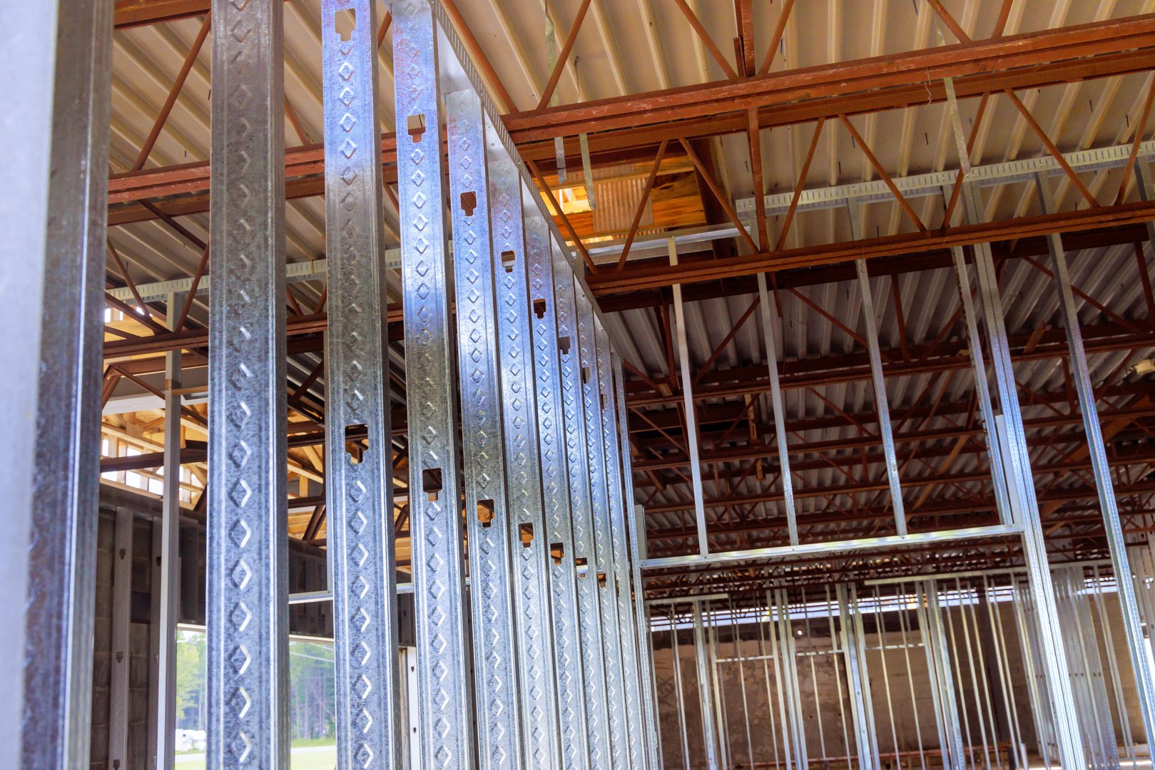 Steel beams frame construction