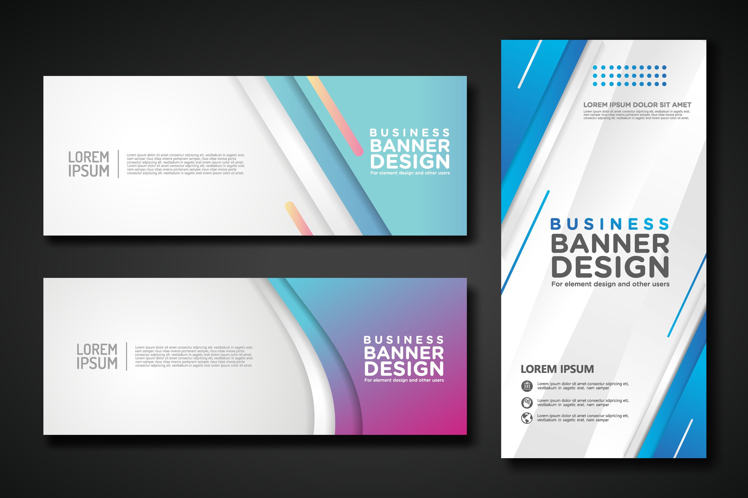 Set modern abstract banners for corporate concept, element design and other users. Vector illustration