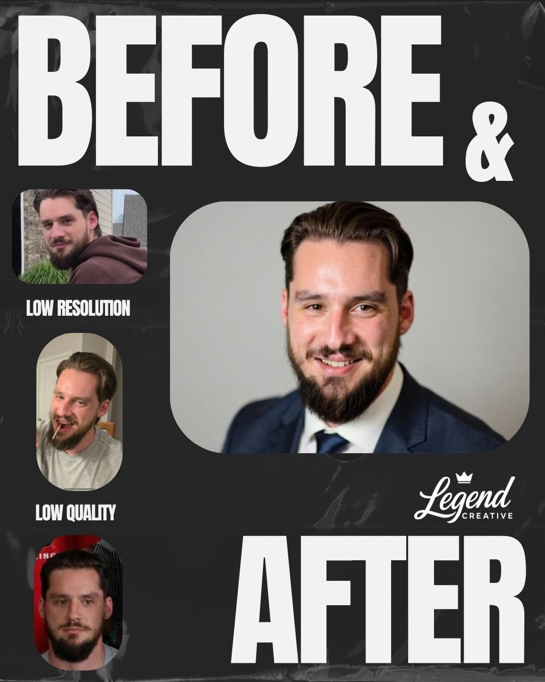 Before headshot transformation