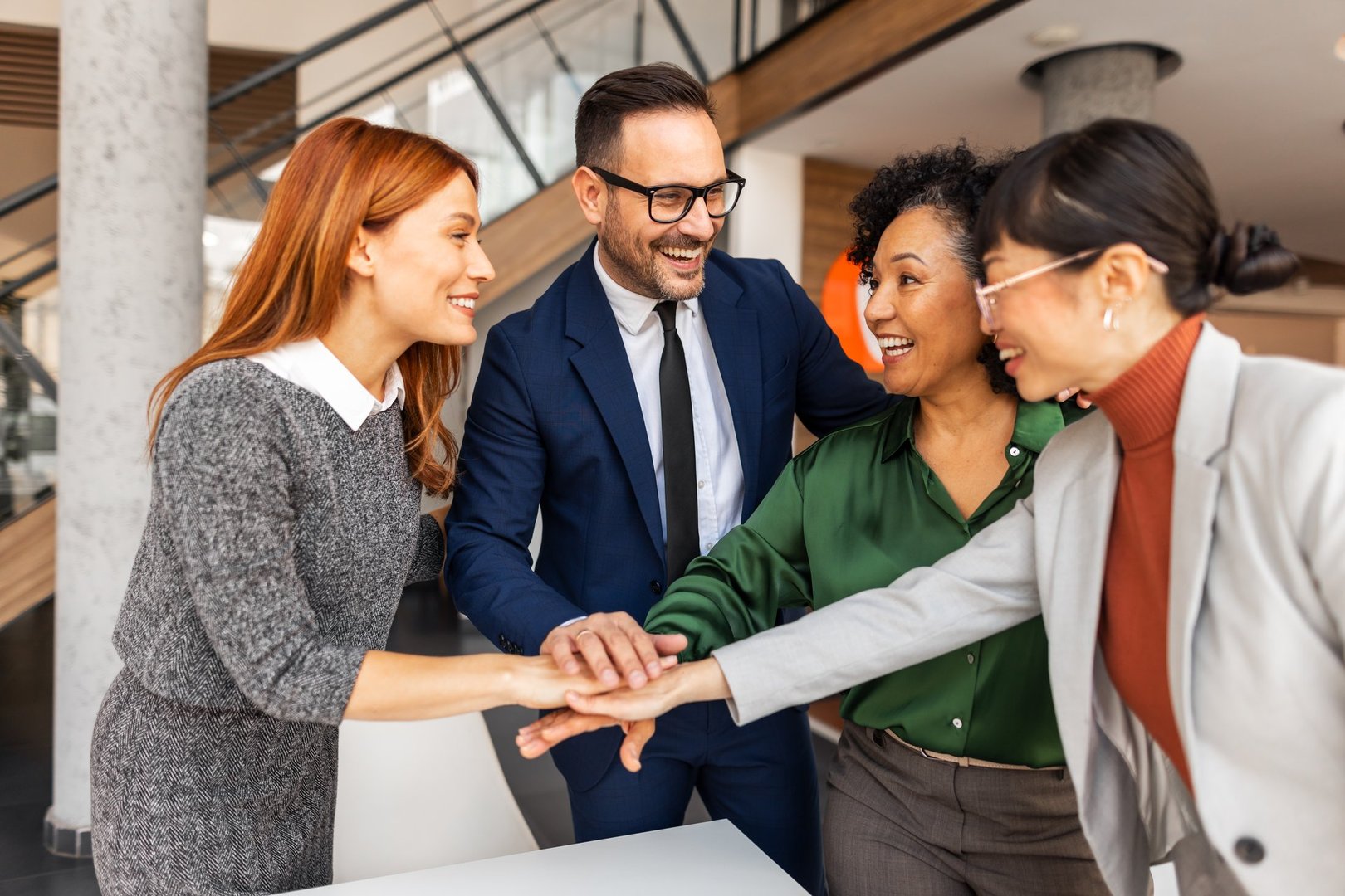 Diverse team celebrating success