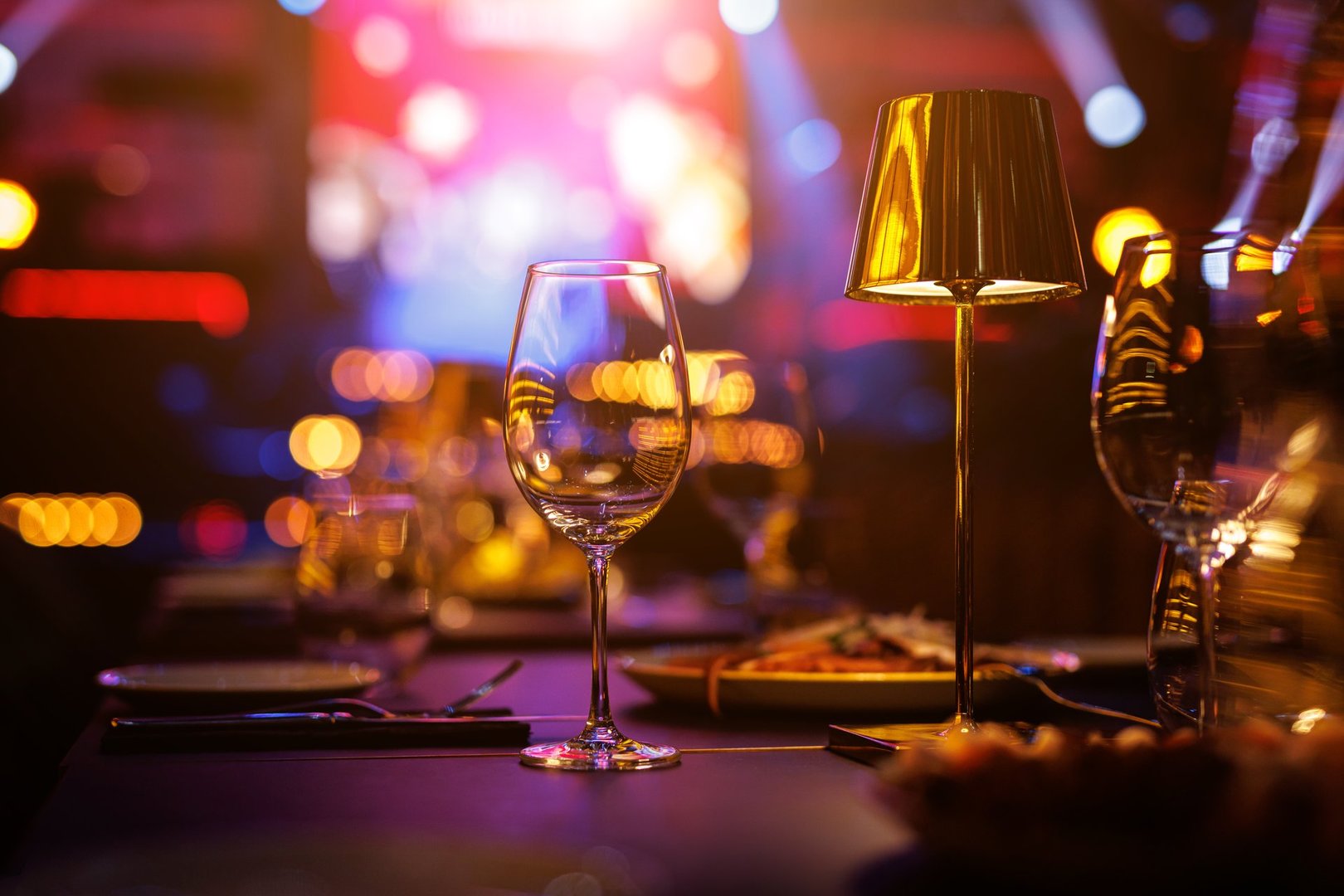 Wine glass on the festive table