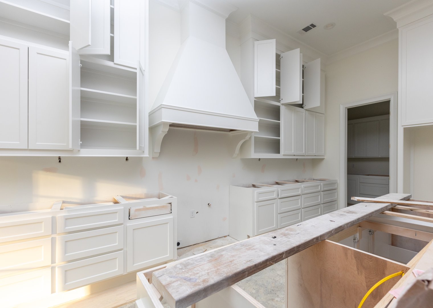 House under constructions with new cabinets