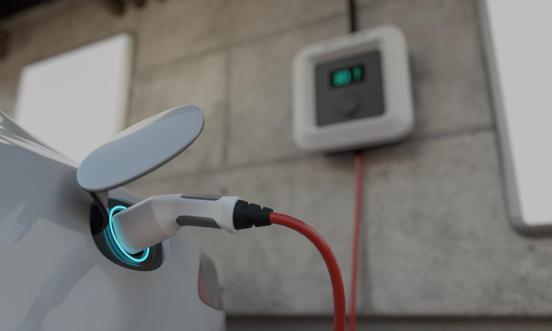 electric car recharging at station.