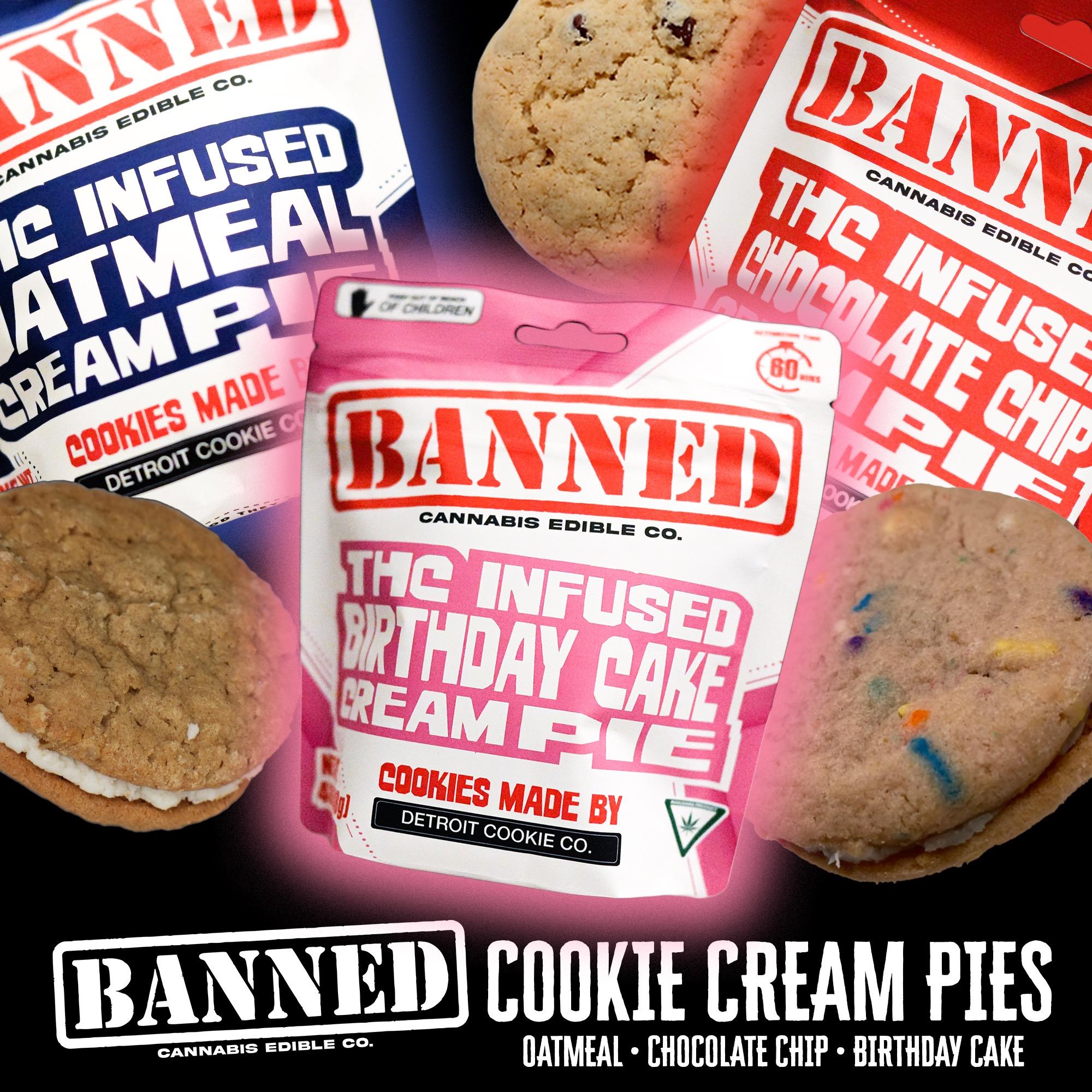 BANNED Cookie Cream Pies in various flavors