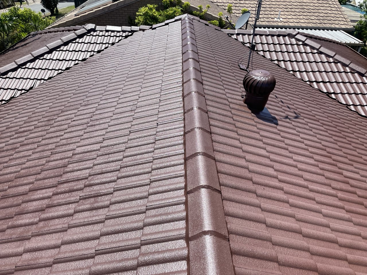 Professional roofer at work