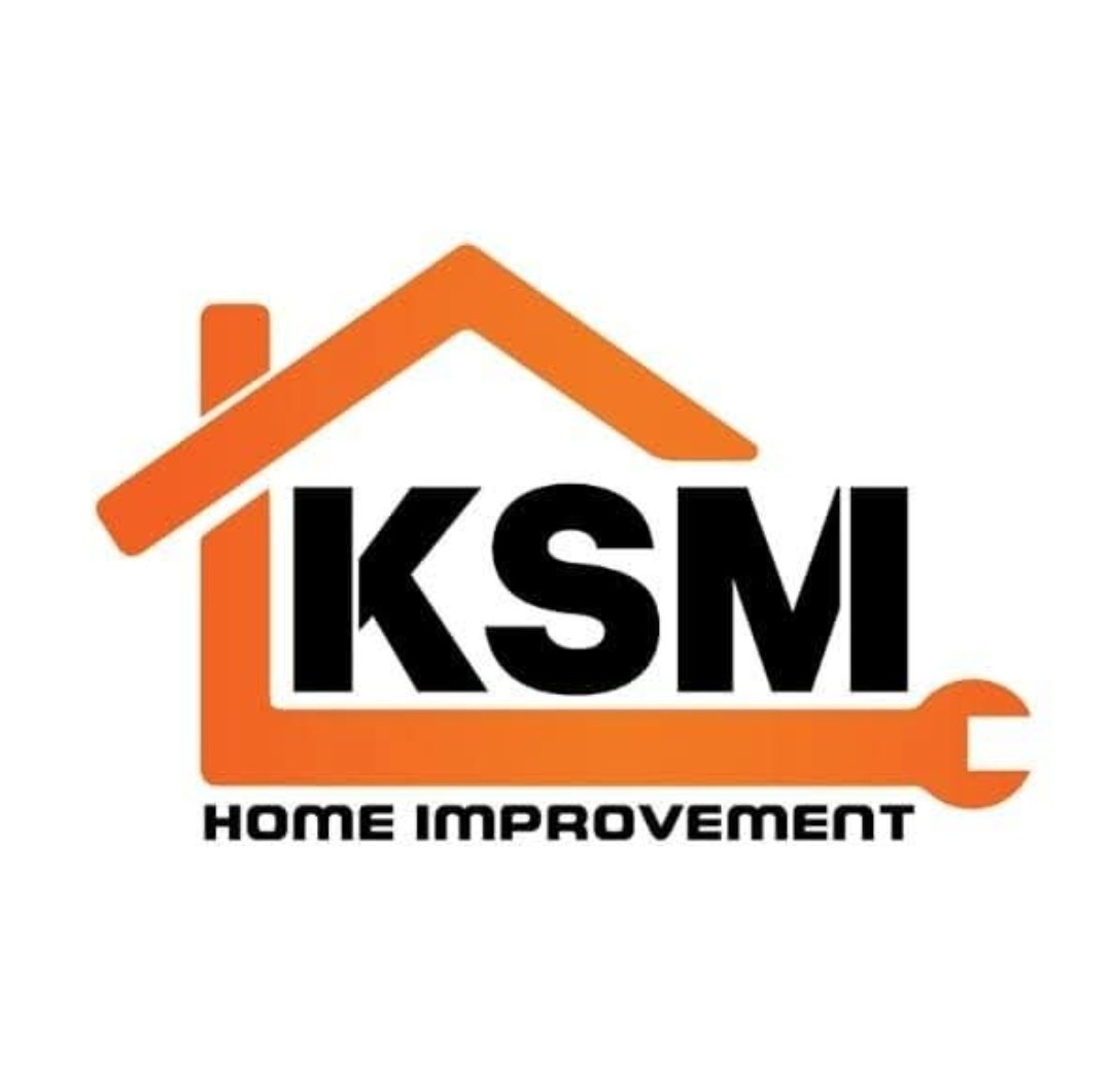 Orange house logo with a wrench forming the base, featuring KSM and Home Improvement in bold black letters.