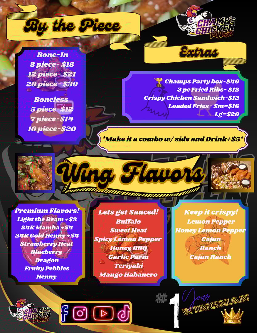 Champs Chicken Wingz Menu
