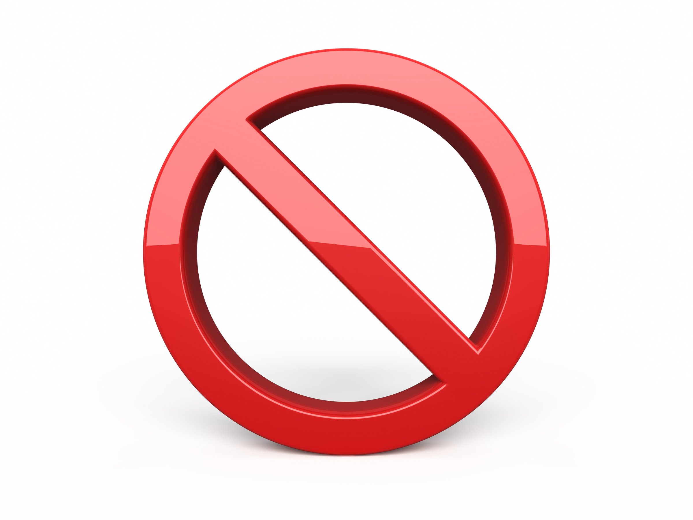 no sign symbol render (clipping path and isolated on white)