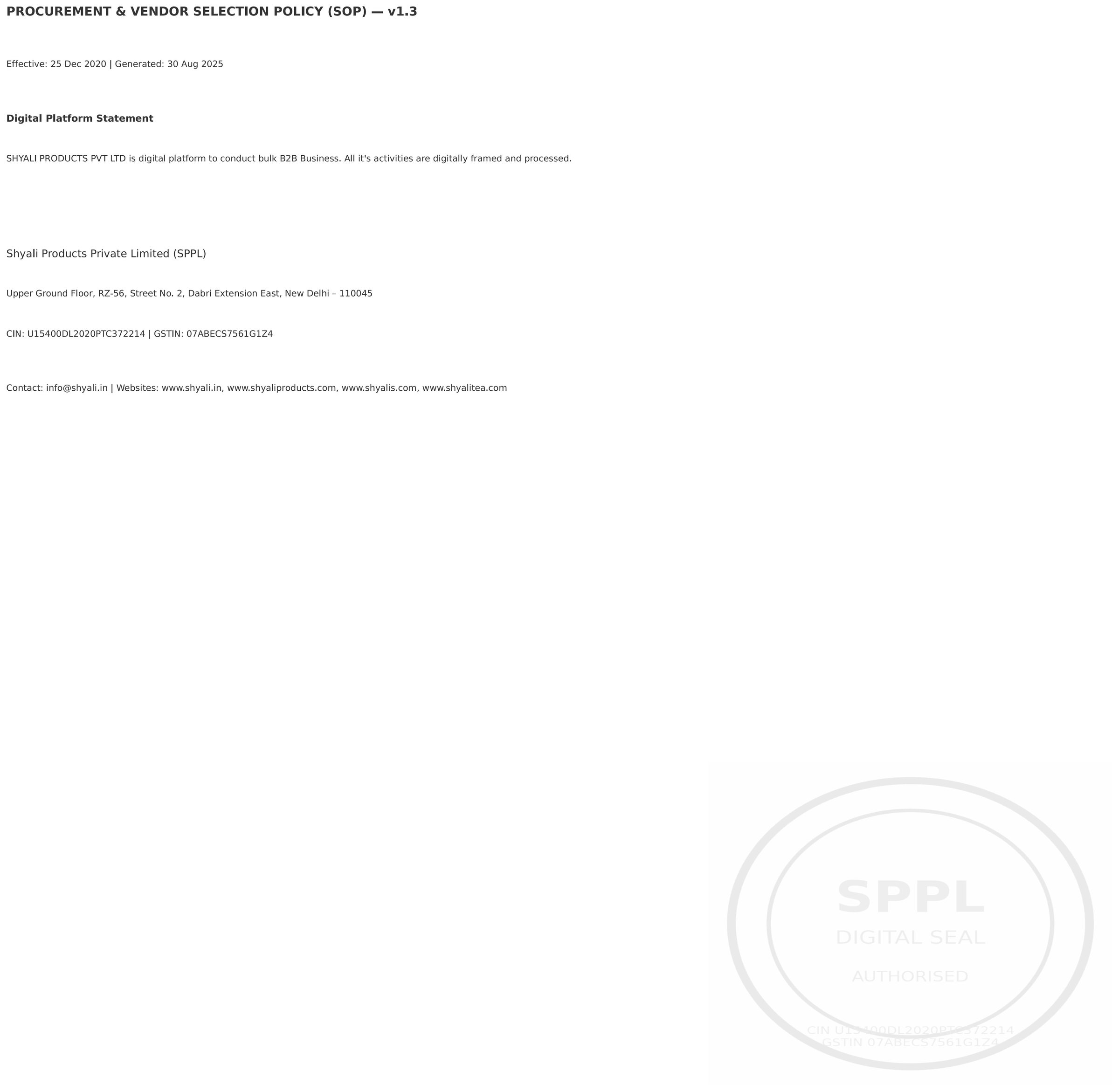 SPPL Procurement Policy SOP Page 2