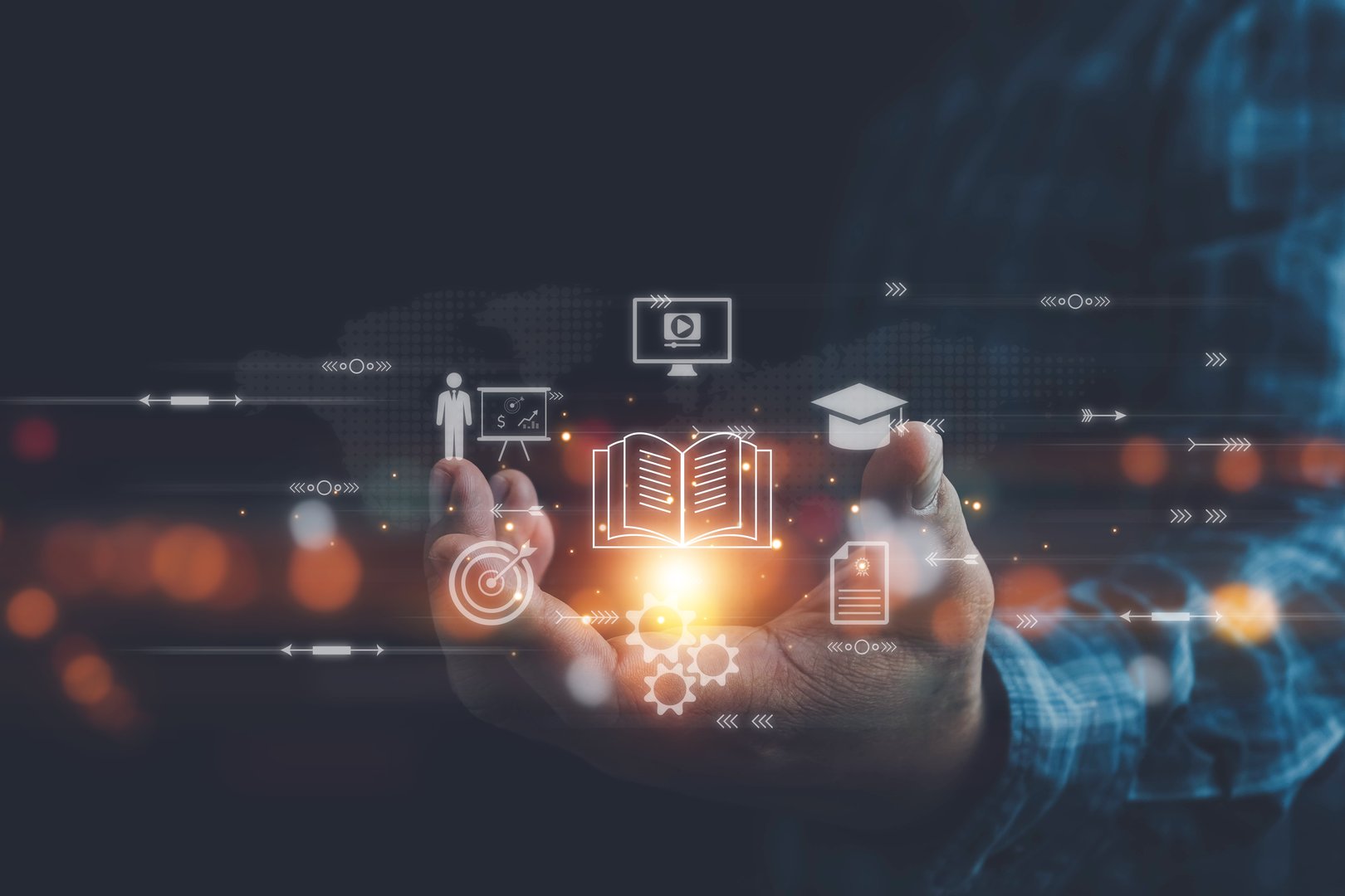 E-learning education, Concept of Online education. e-learning education concept, learning online with webinar. Digital courses to develop new skills. internet lessons, Education internet Technology.