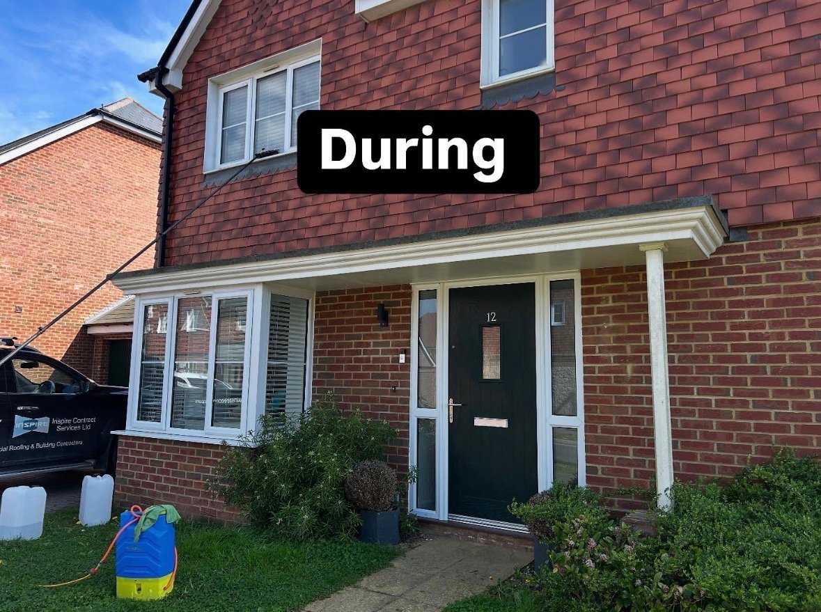 Before and after gutter cleaning