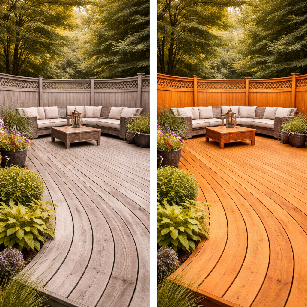 Curved deck before restoration