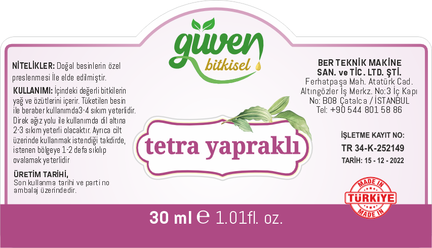 TETRA YAPRAKLI Etiket