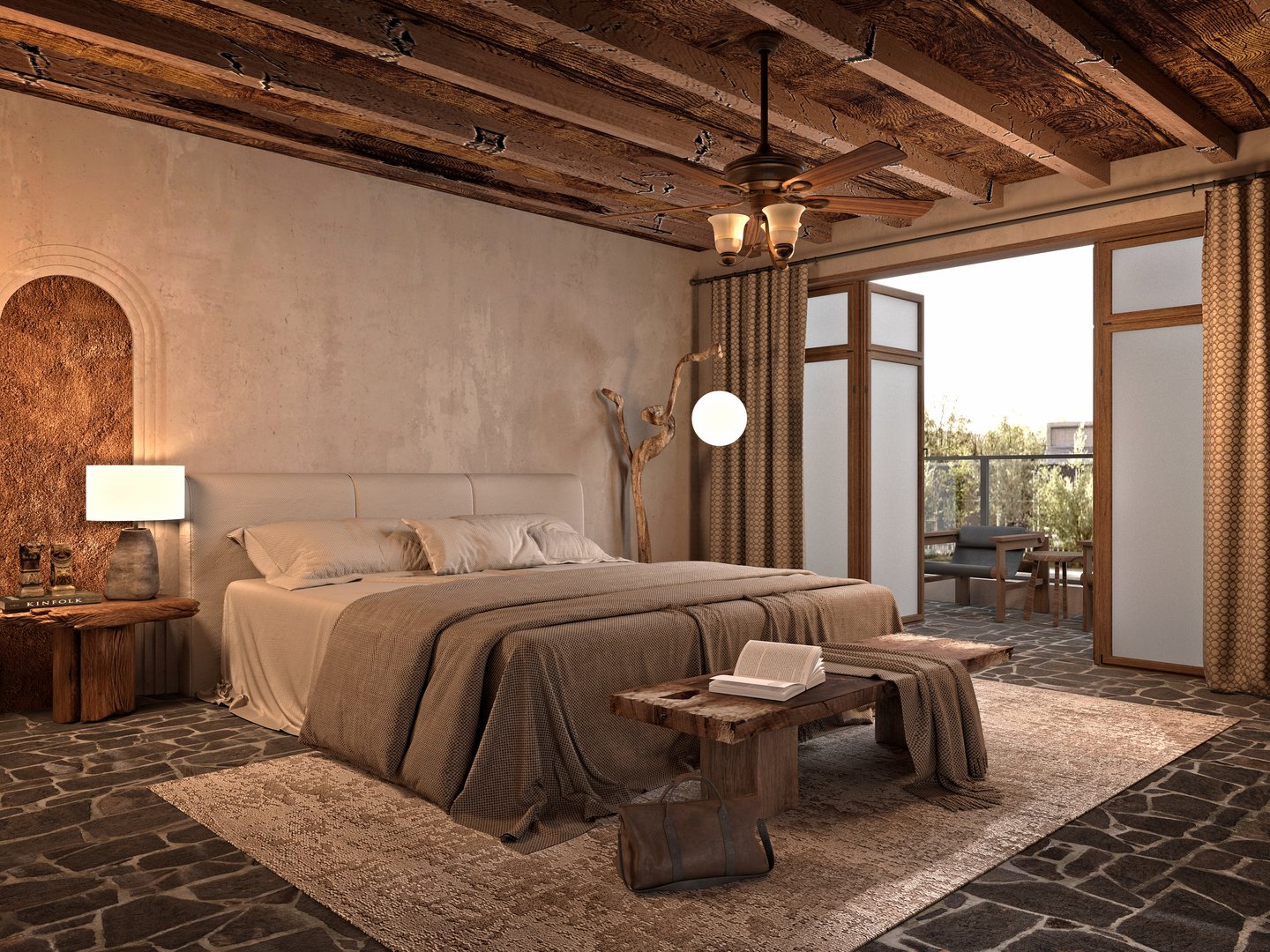 3d render of luxury hotel room