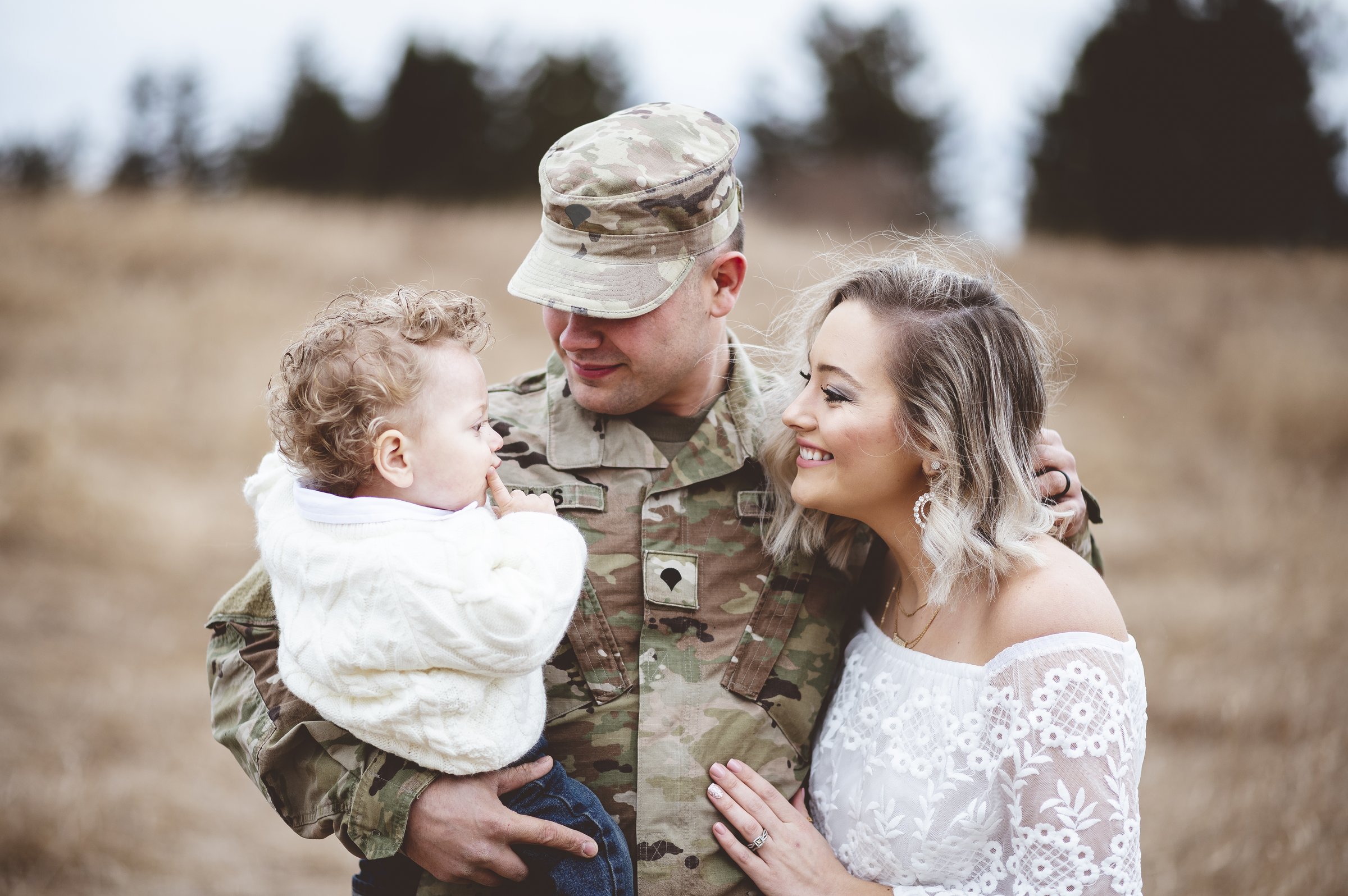 Military family celebrating homecoming