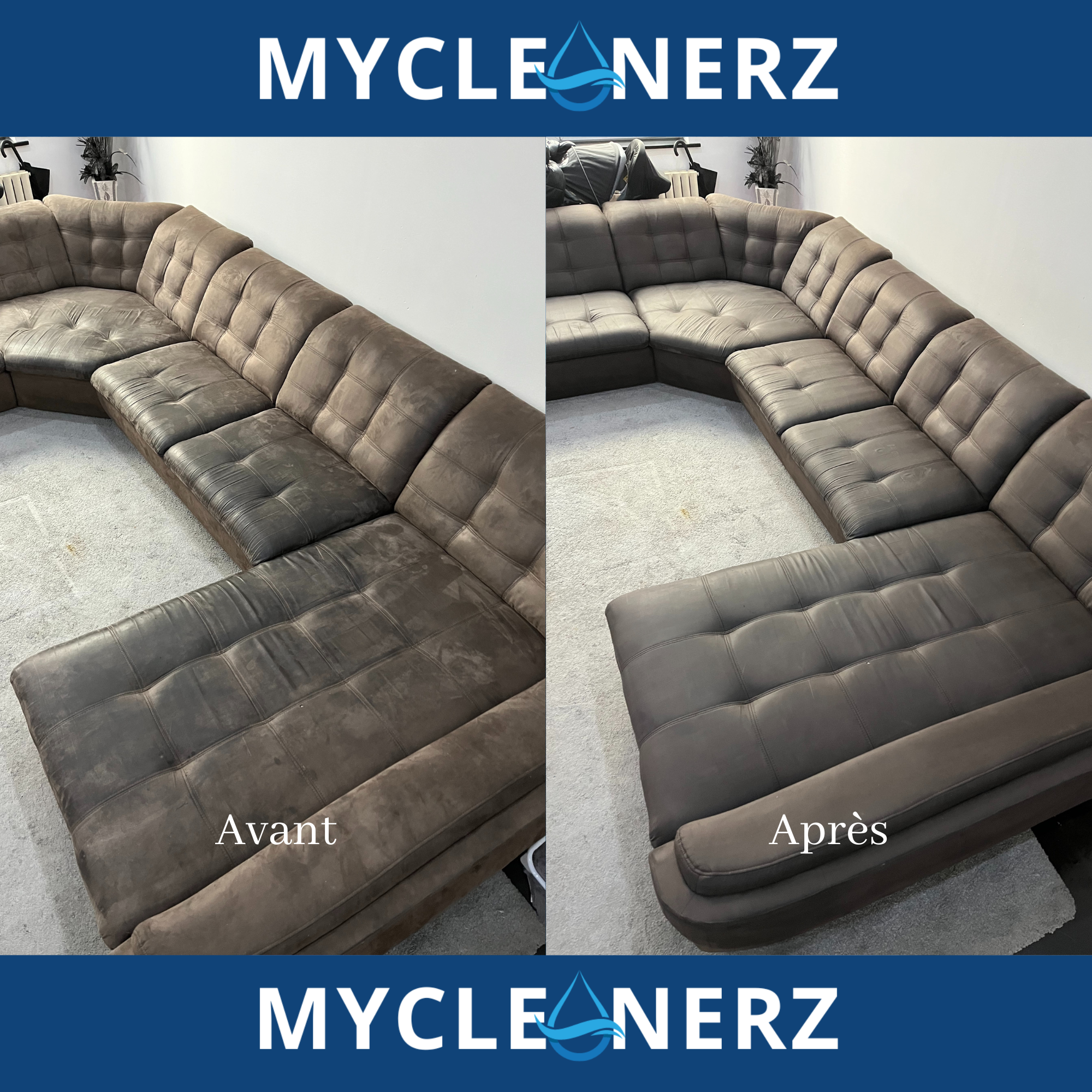 Before and after sofa cleaning comparison