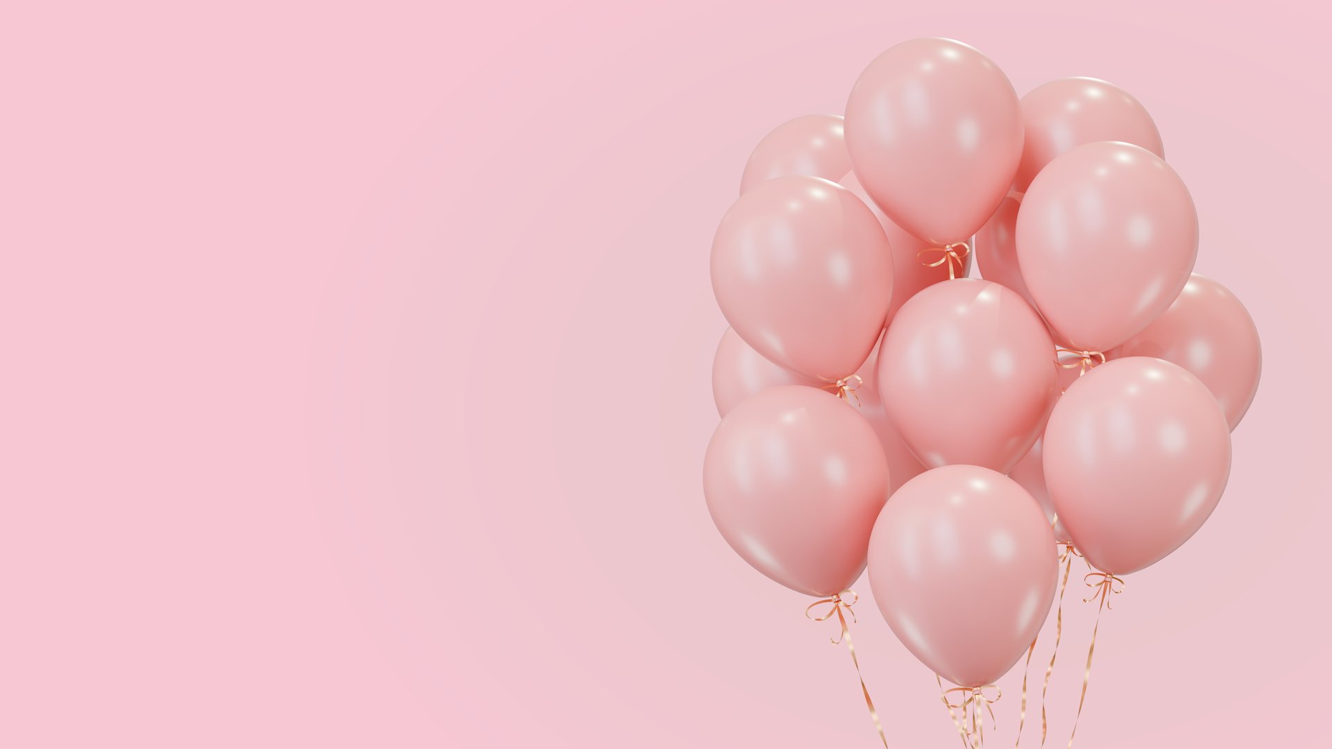 Party celebration balloons. Pink balloons bunch. 3d rendering. Applicable for celebration event design.