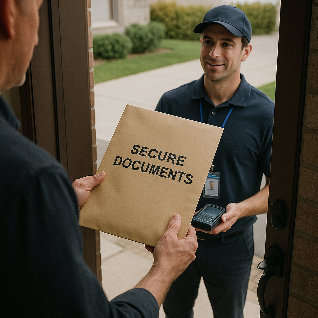 Secure document courier service for sensitive legal documents - safe transportation with chain-of-custody tracking