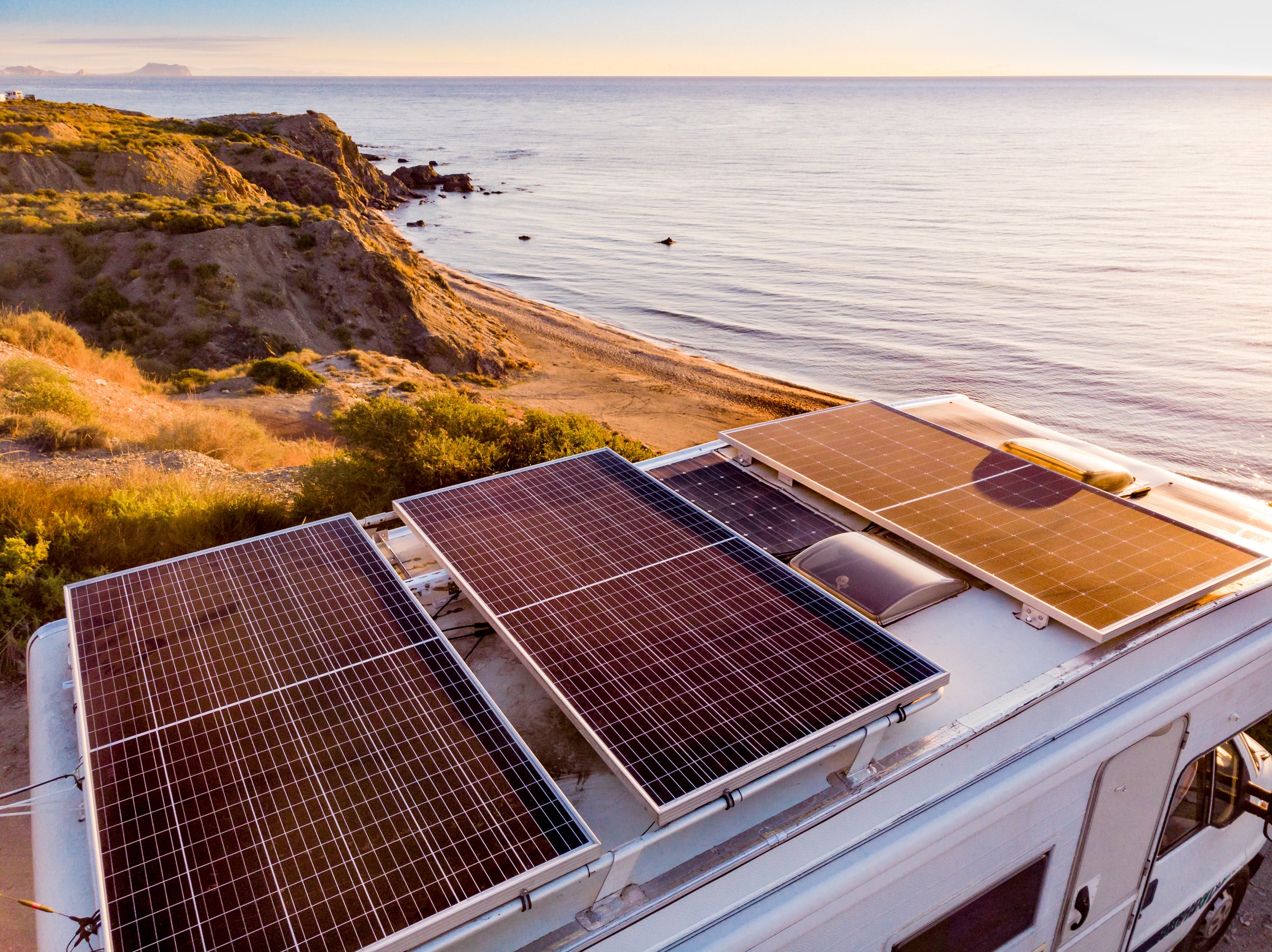 RV solar panels on roof