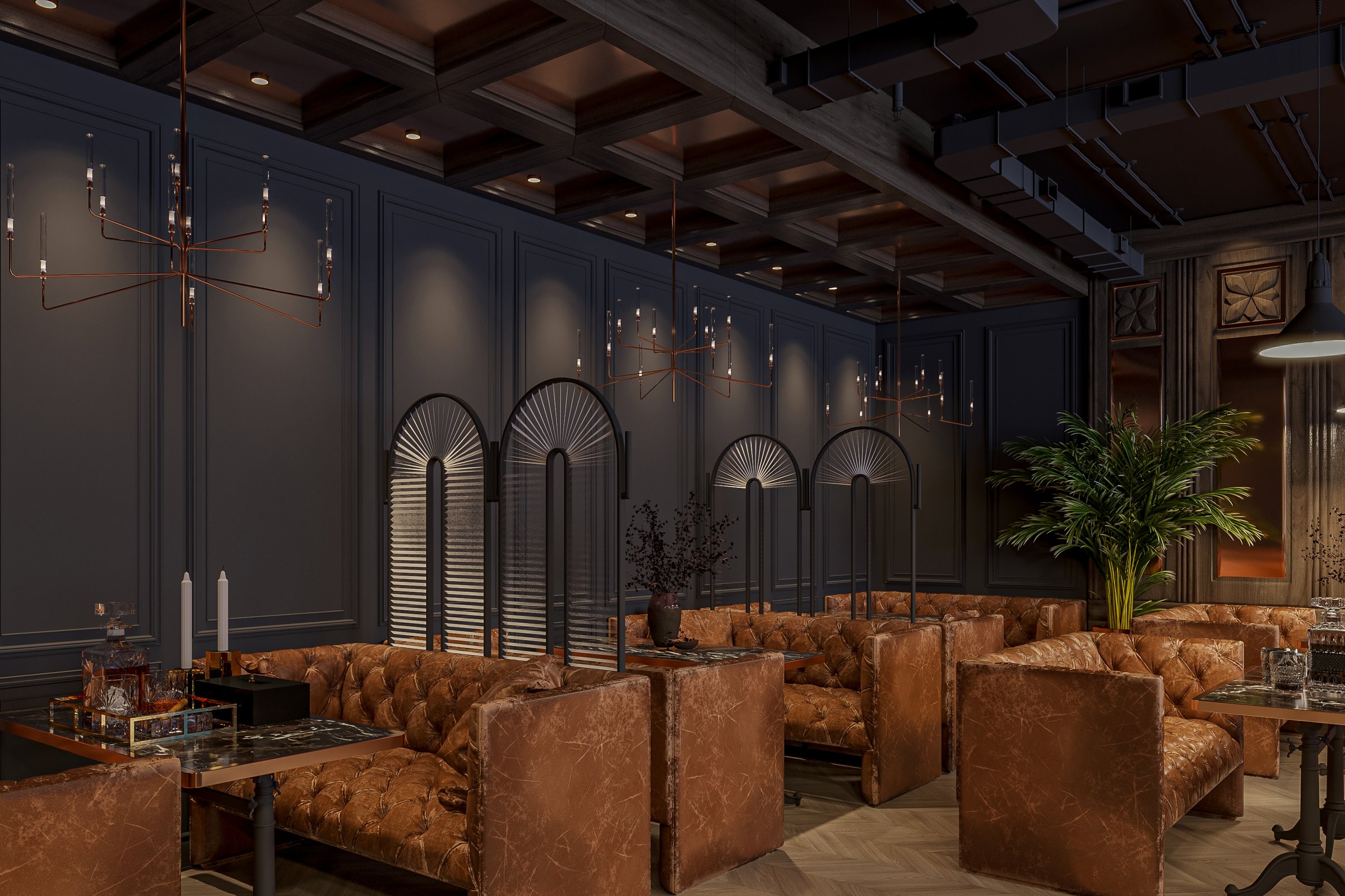 Luxury exclusive VIP lounge interior with sophisticated ambiance