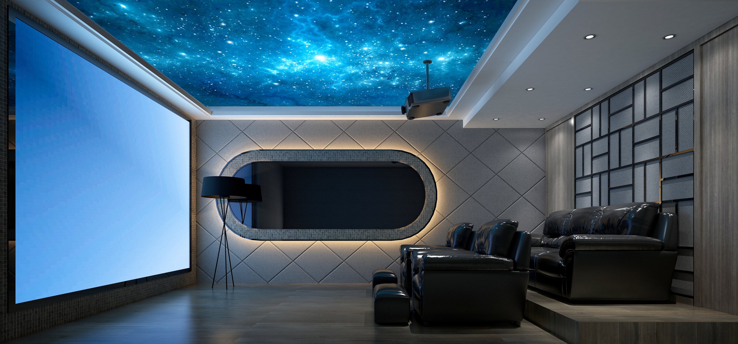 3d render home theater cinema room