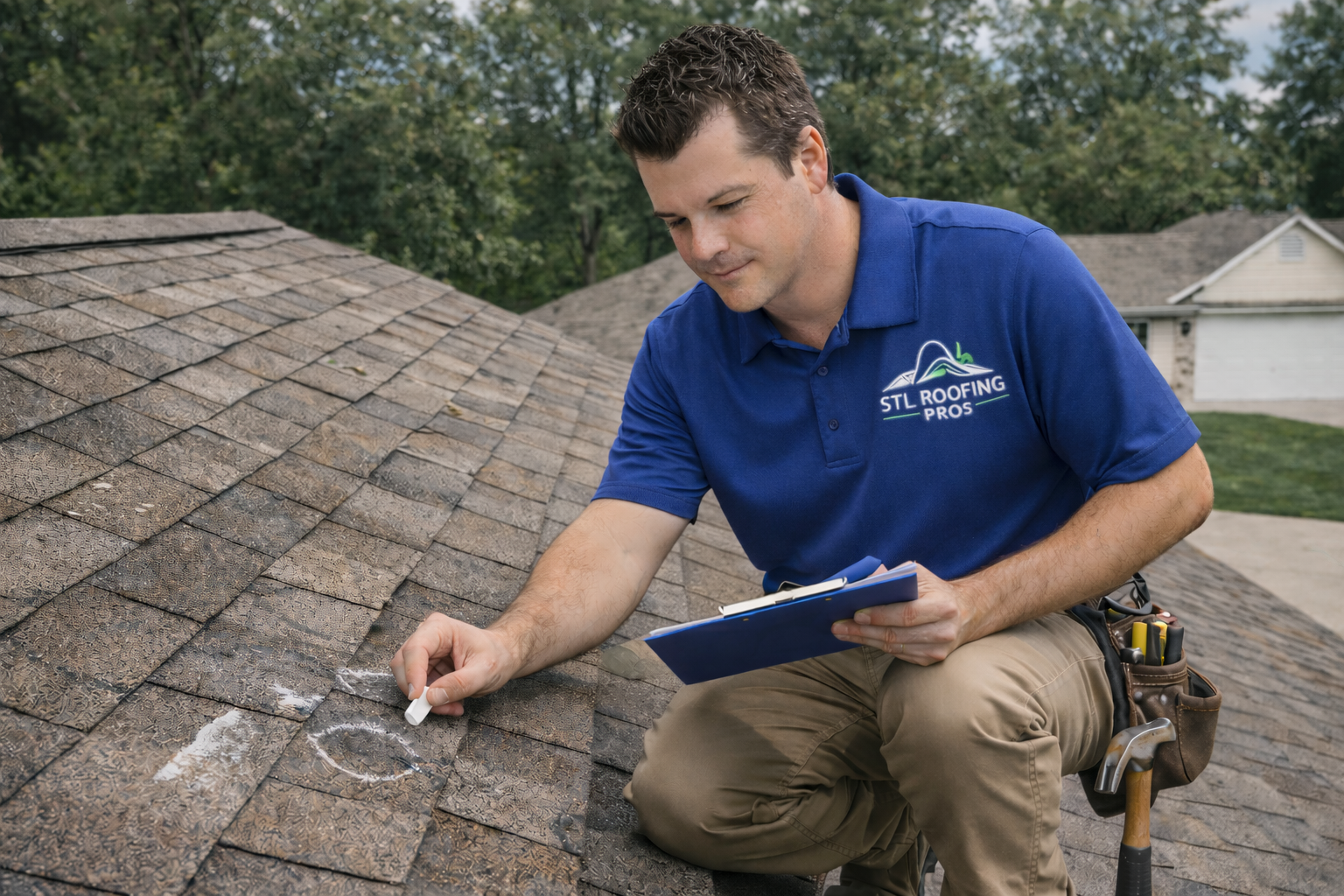 Professional roof inspection by STL Roofing Pros