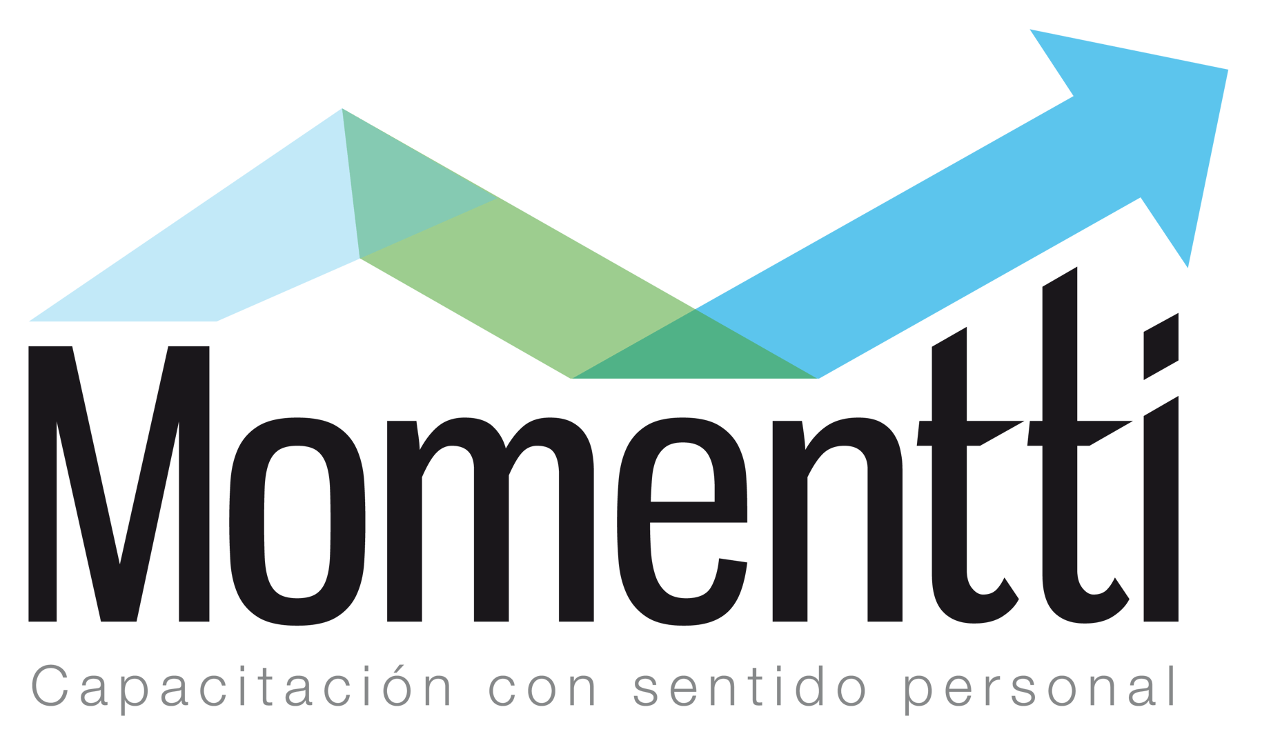 Momentti logo with an upward arrow and text Capacitación con sentido personal in Spanish below.