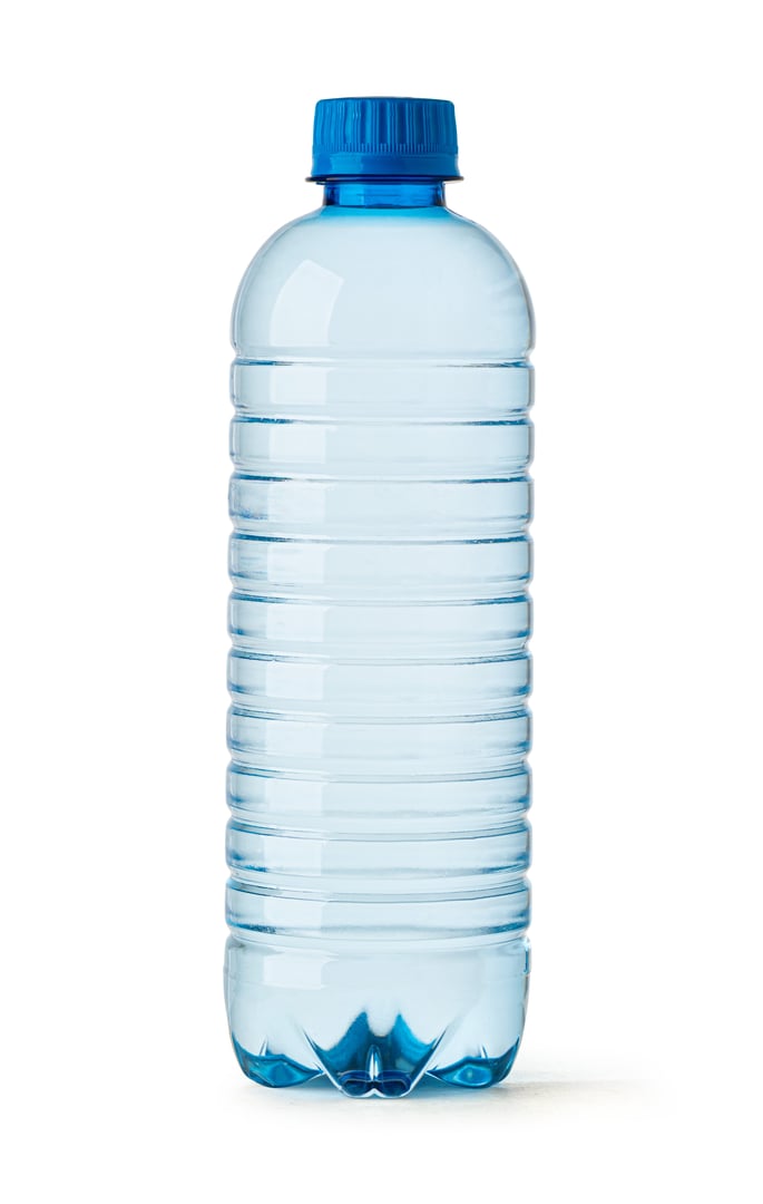 Refreshing water in a plastic bottle