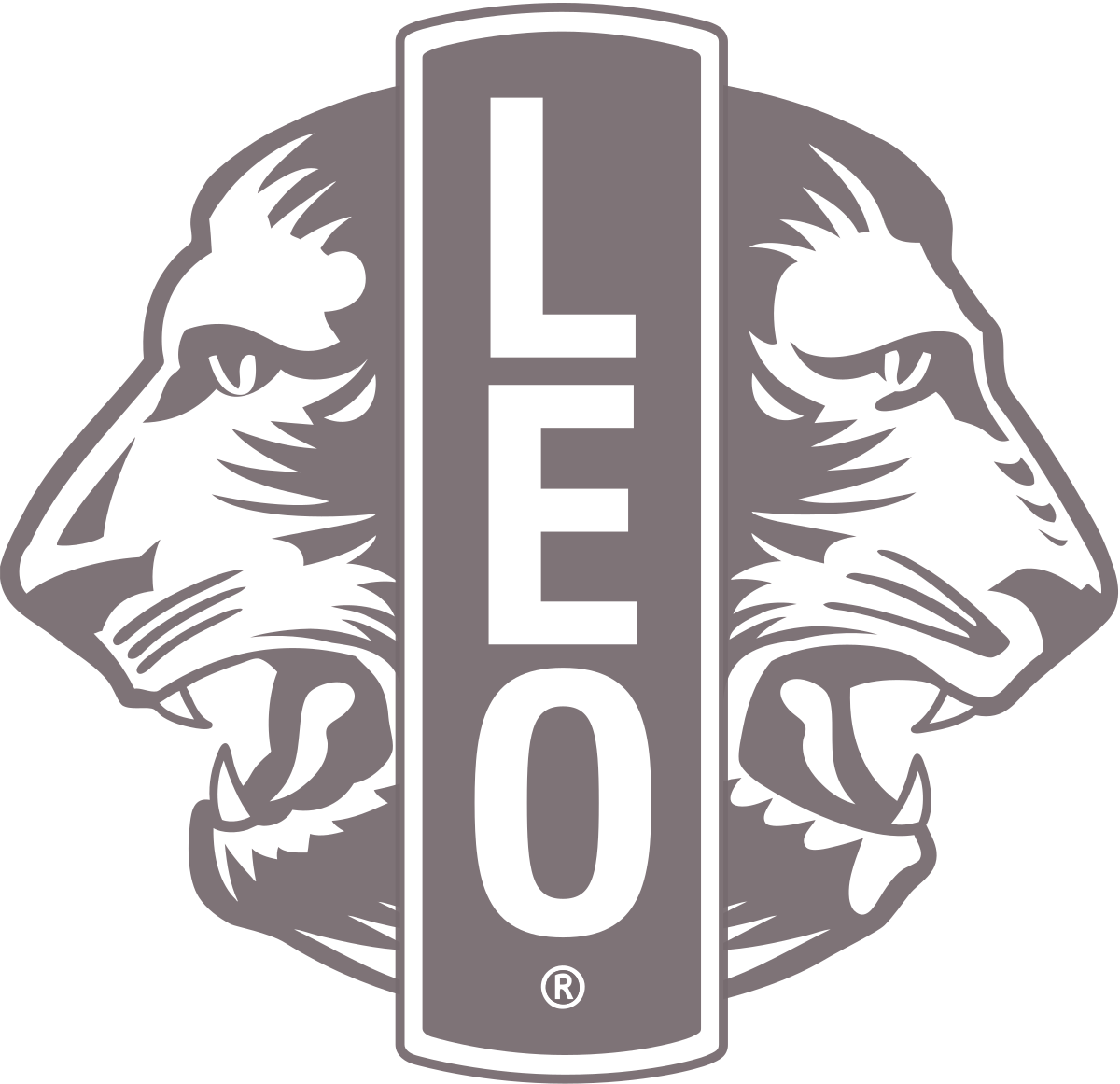 Logo featuring two lion heads in profile on either side of the word 'LEO' vertically aligned in the center.