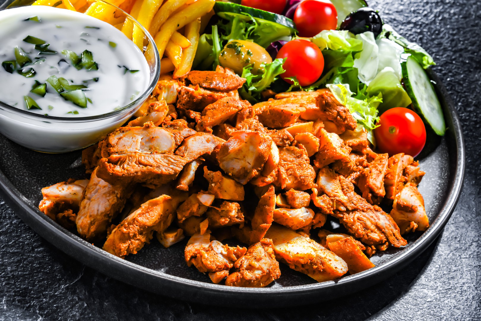 Kebab served with french fries