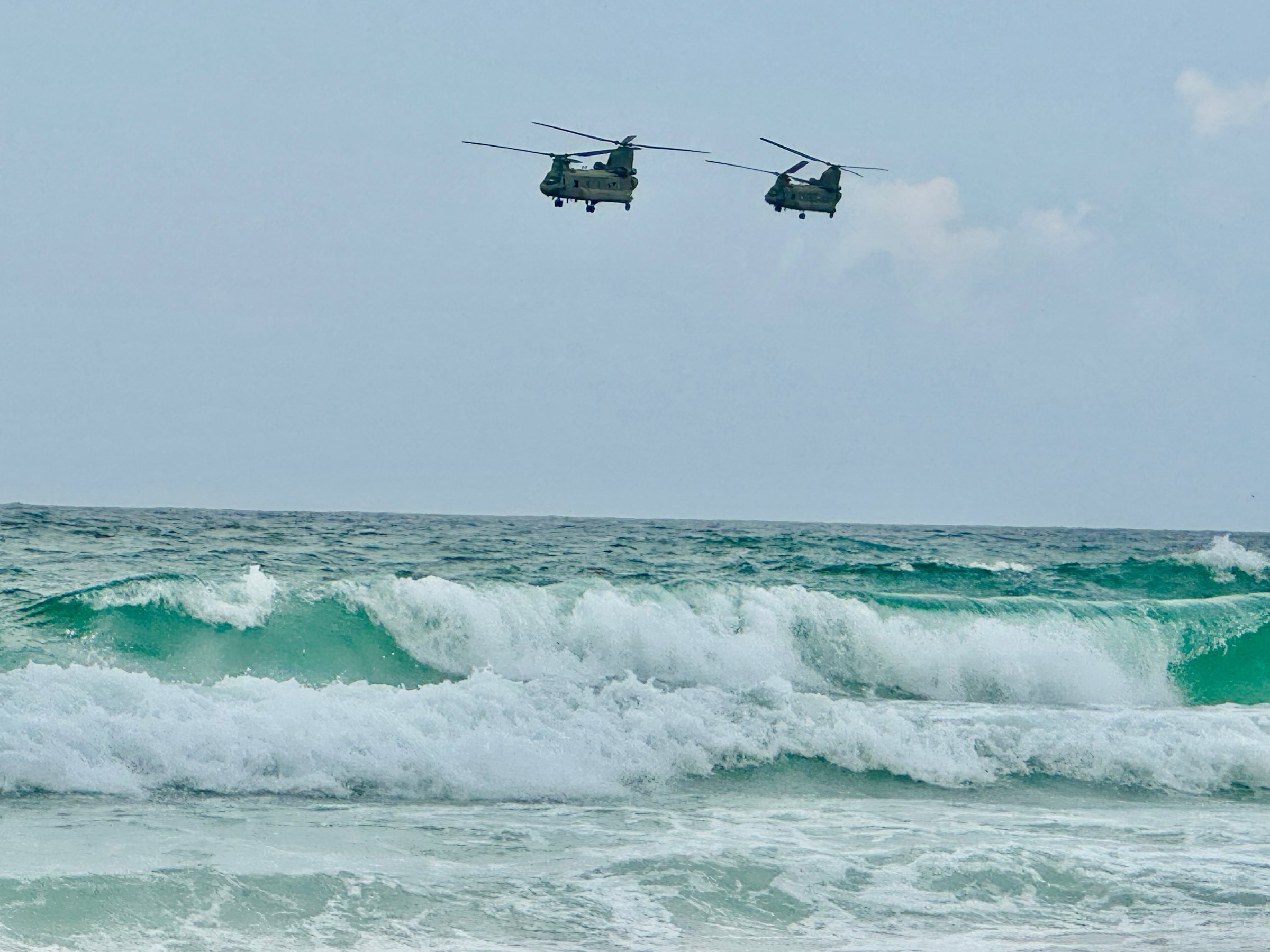 Chinooks over the waves