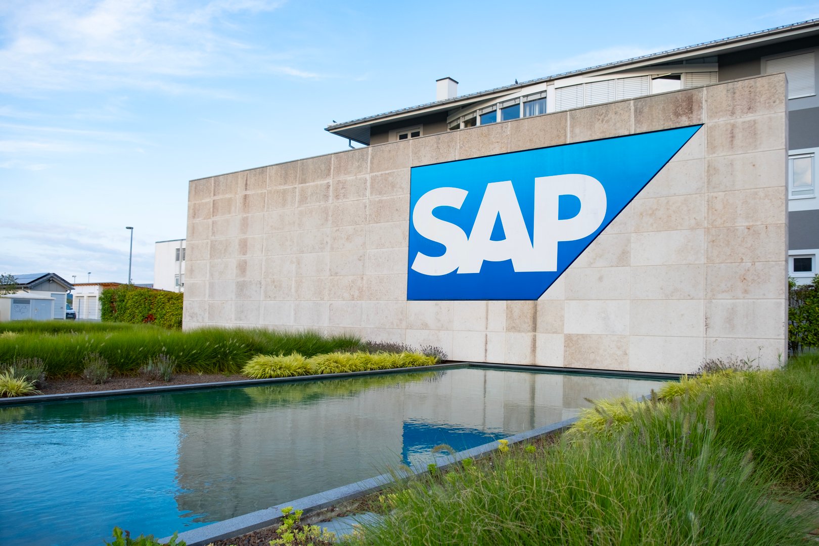 Corporate SAP SE logo, global tech giant in digital transformation, software development, business management, innovative digital engineering, Walldorf, Germany - July 29, 2024