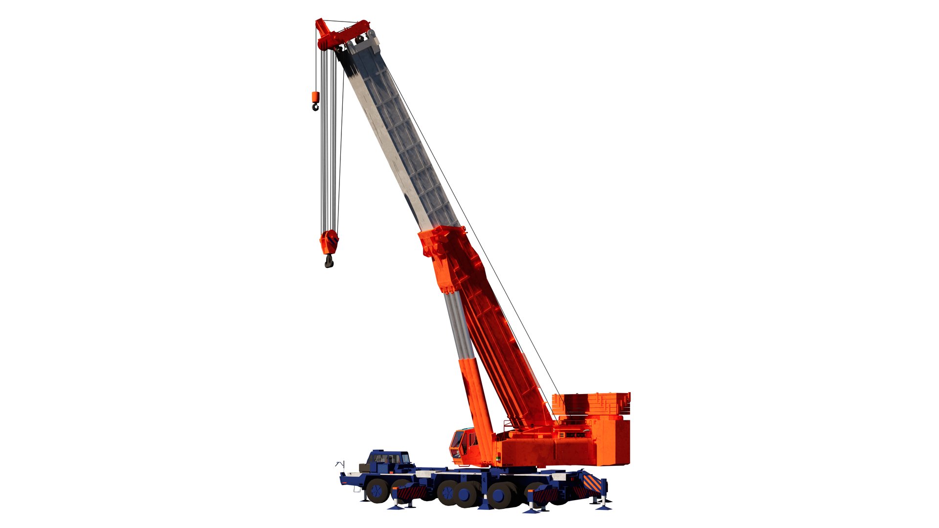 hydraulic truck crane isolated on white , clipping path