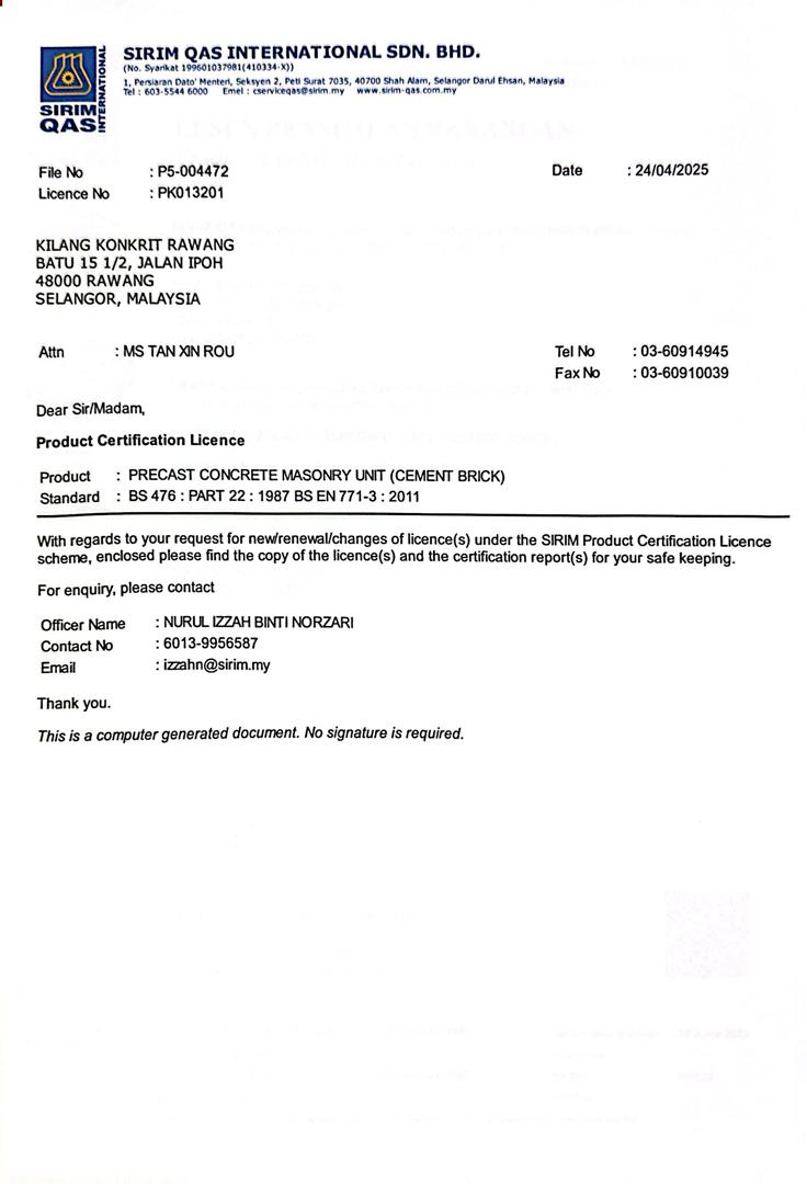 Professional License Certificate