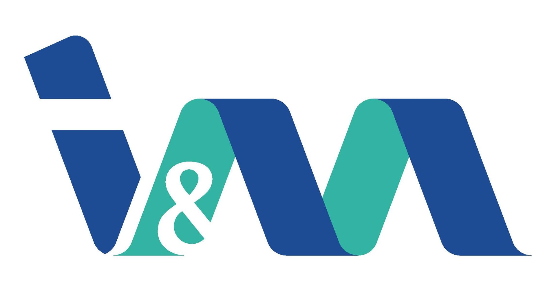 Logo featuring an italicized lowercase "i" and "m" with an ampersand in teal and blue colors on a white background.