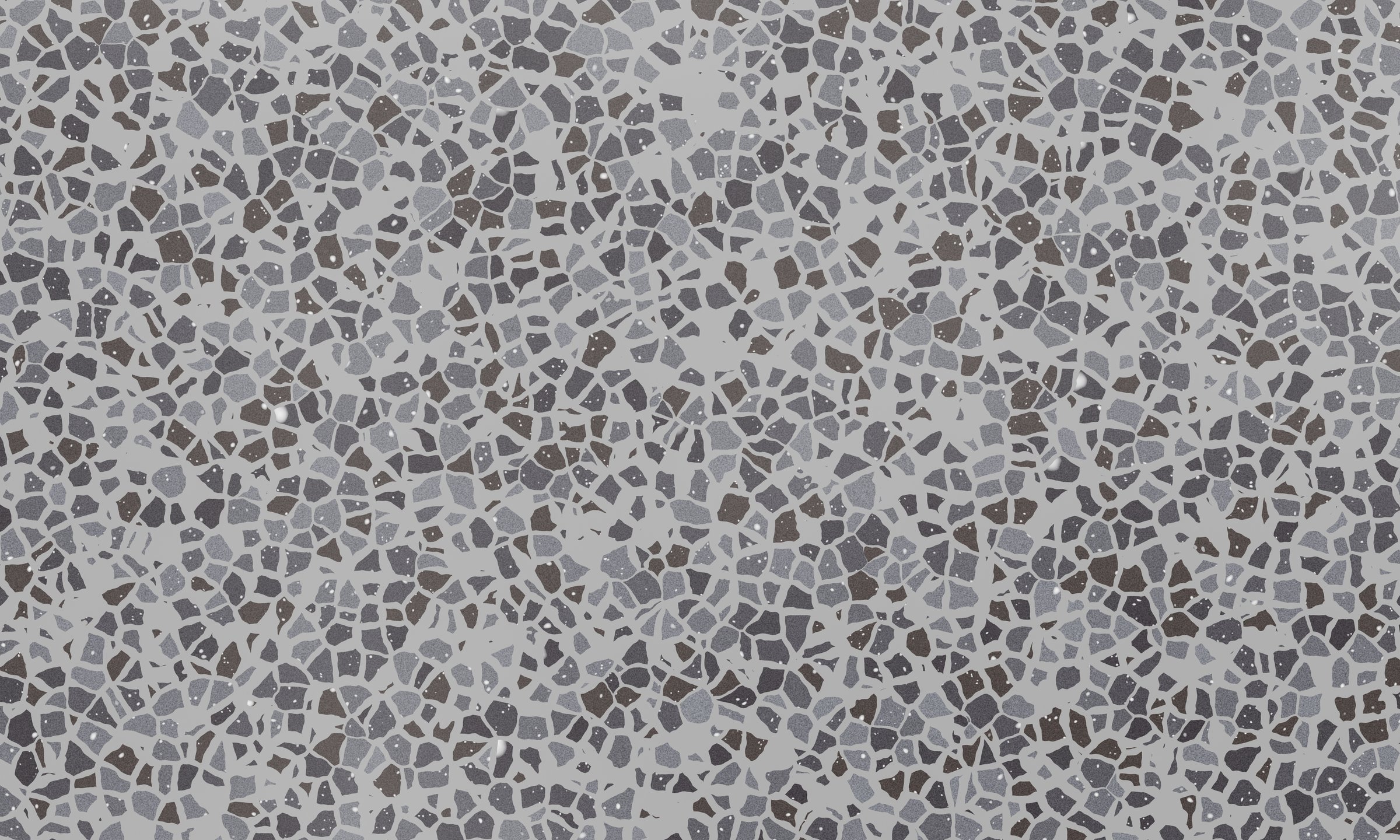 Abstract gray terrazzo marble with scattered dark and light specks.