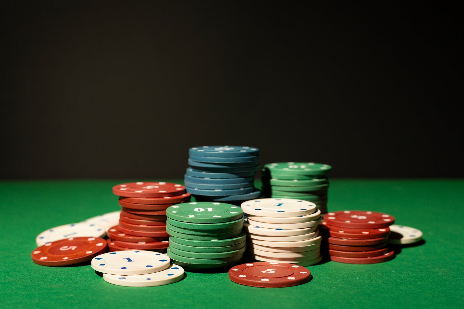 Poker chips on table