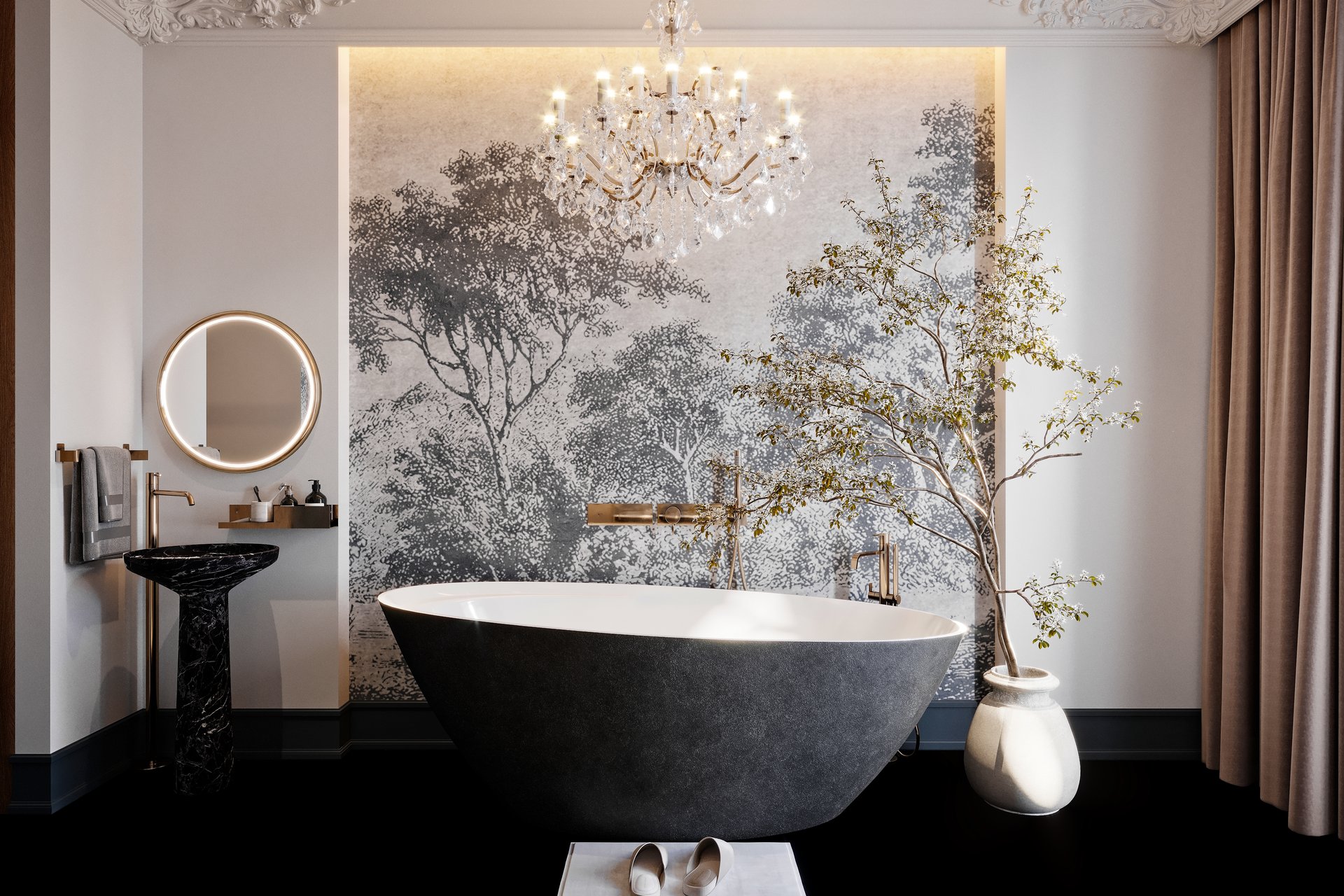 3d render of luxury bathroom