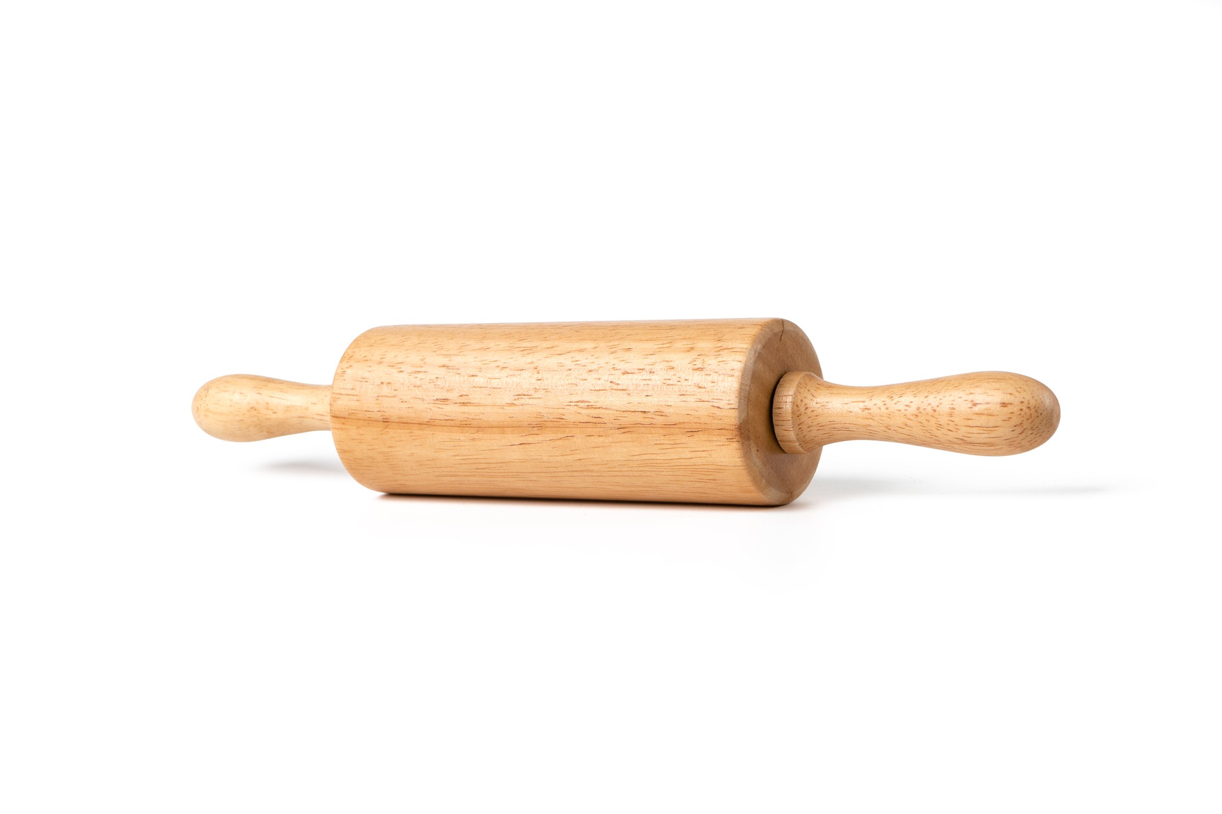 wooden rolling pin isolated on white background with clipping path