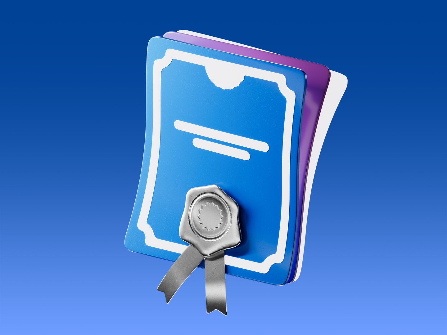 3D quality guarantees a medal with a star and ribbon. Graphics Certificate Badge icon. 3D illustration