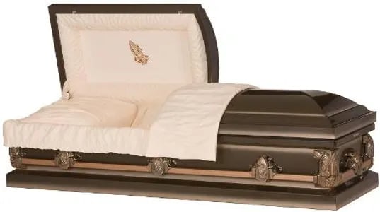 Prayer in Brown Casket